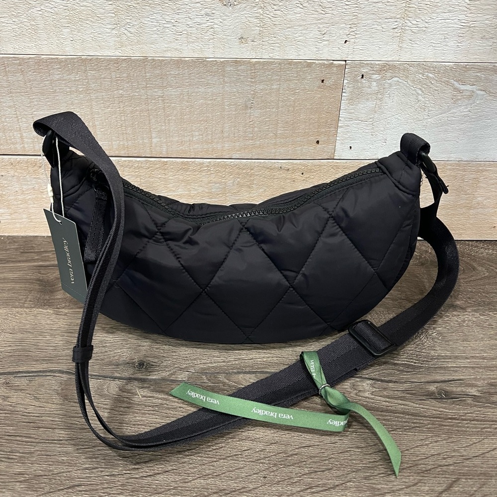 Vera Bradley Black Quilted Springbrook Sling Crossbody